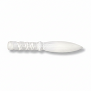 A white selenite knife with ribbed handles, displayed horizontally on a clean white background.
