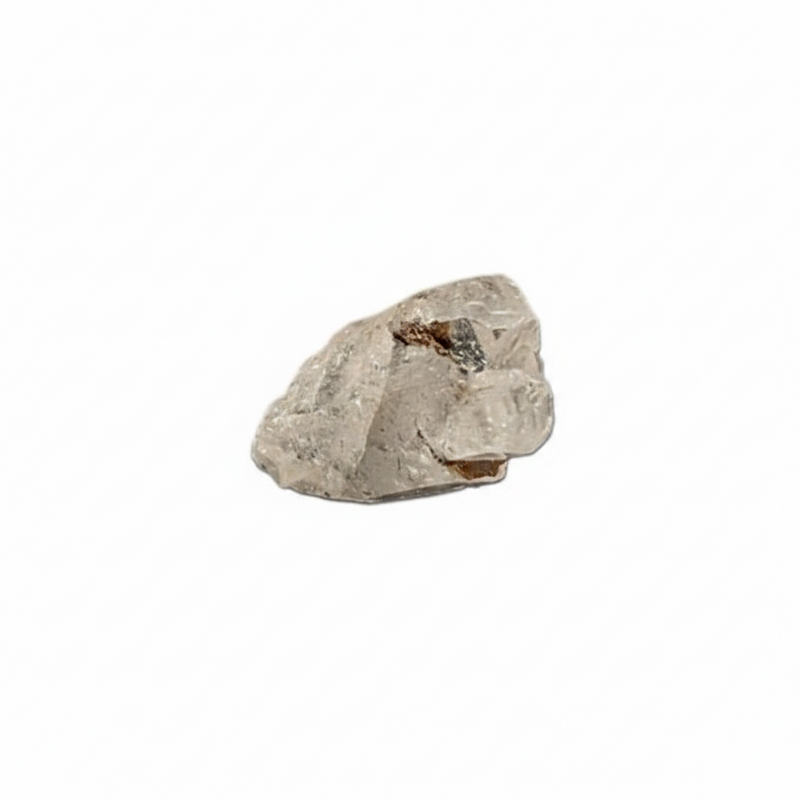 Raw brookite in quartz on a white background