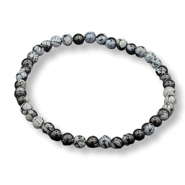 4mm Bracelet Snowflake Obsidian