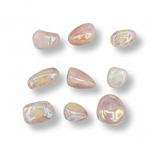 Set of iridescent stones on a white background