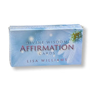Pack of Divine Wisdom Affirmation Cards by Lisa Williams on a white background