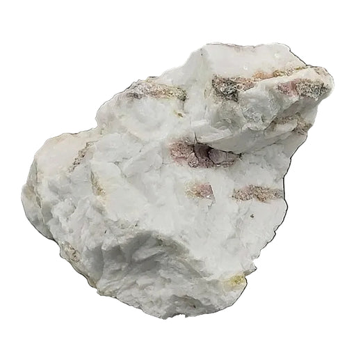 White and pink mineral rock on a white background