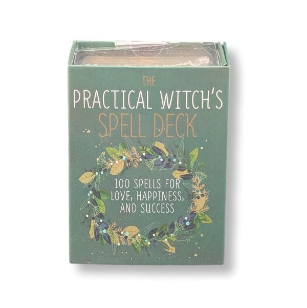 Card deck packaging titled 'The Practical Witch's Spell Deck' on a white background