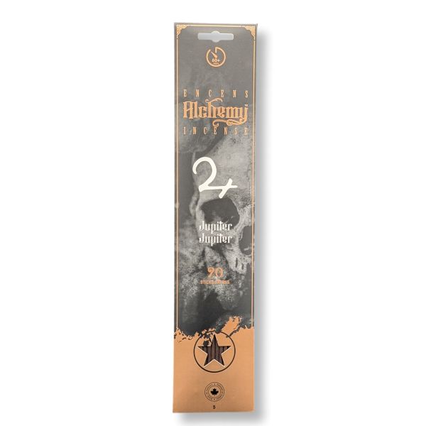 Packaged incense stick with 'Alchemy' branding on a white background