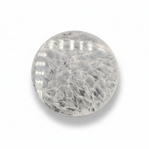 A round selenite plate on a clean white background with a soft drop shadow.