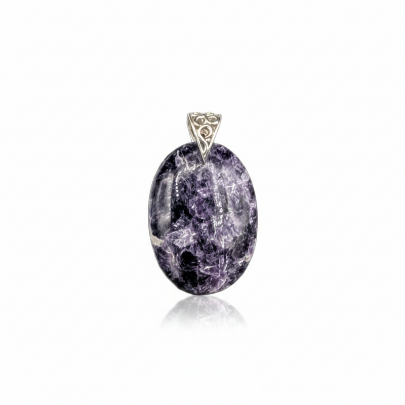 Pendant Lepidolite with a Sterling Silver Bail