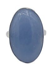 Blue oval stone ring on a white background