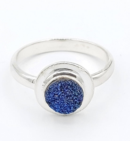 Ring Titanium Druzy Quartz Sterling Silver