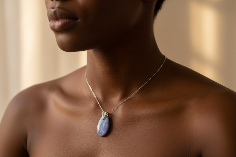 Pendant Blue Kyanite with a Sterling Silver Bail
