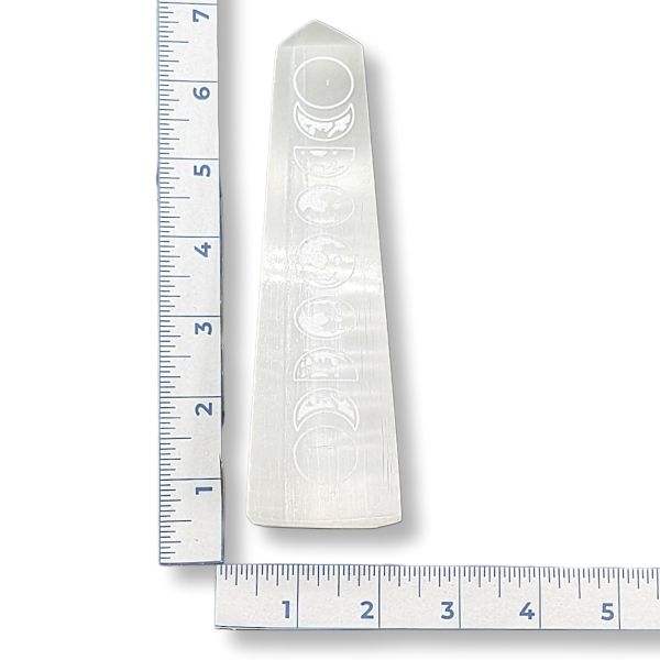 6" Selenite Obelisk Moon Phases