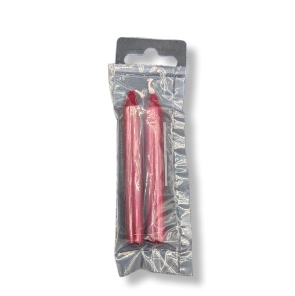 Mini Candle Metallic Red 2pk