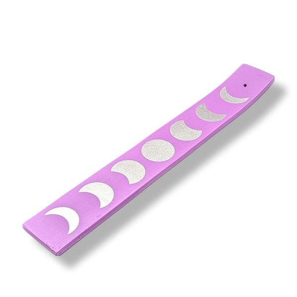 Purple bar with silver moon phase designs on a white background