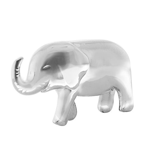Silver elephant figurine on a white background