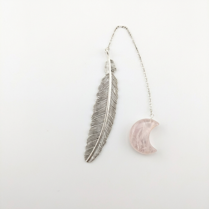 Bookmark Feather with Rose Quartz