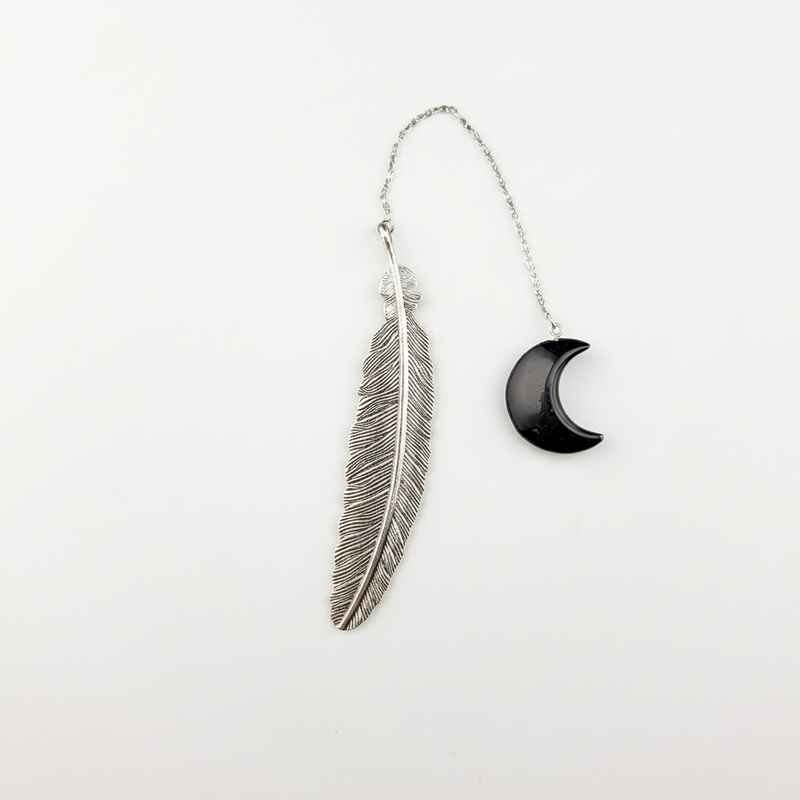 Bookmark Feather with Black Tourmaline