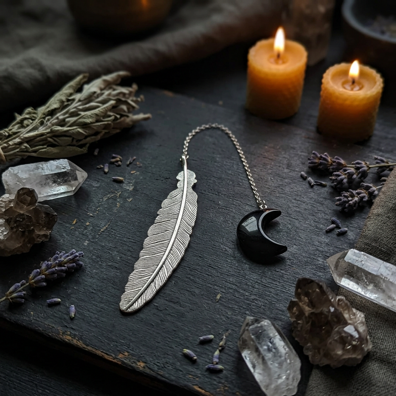Bookmark Feather with Black Tourmaline