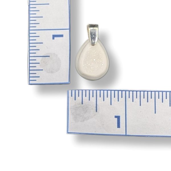 Pendant White Druzy Quartz with a Sterling Silver Bail