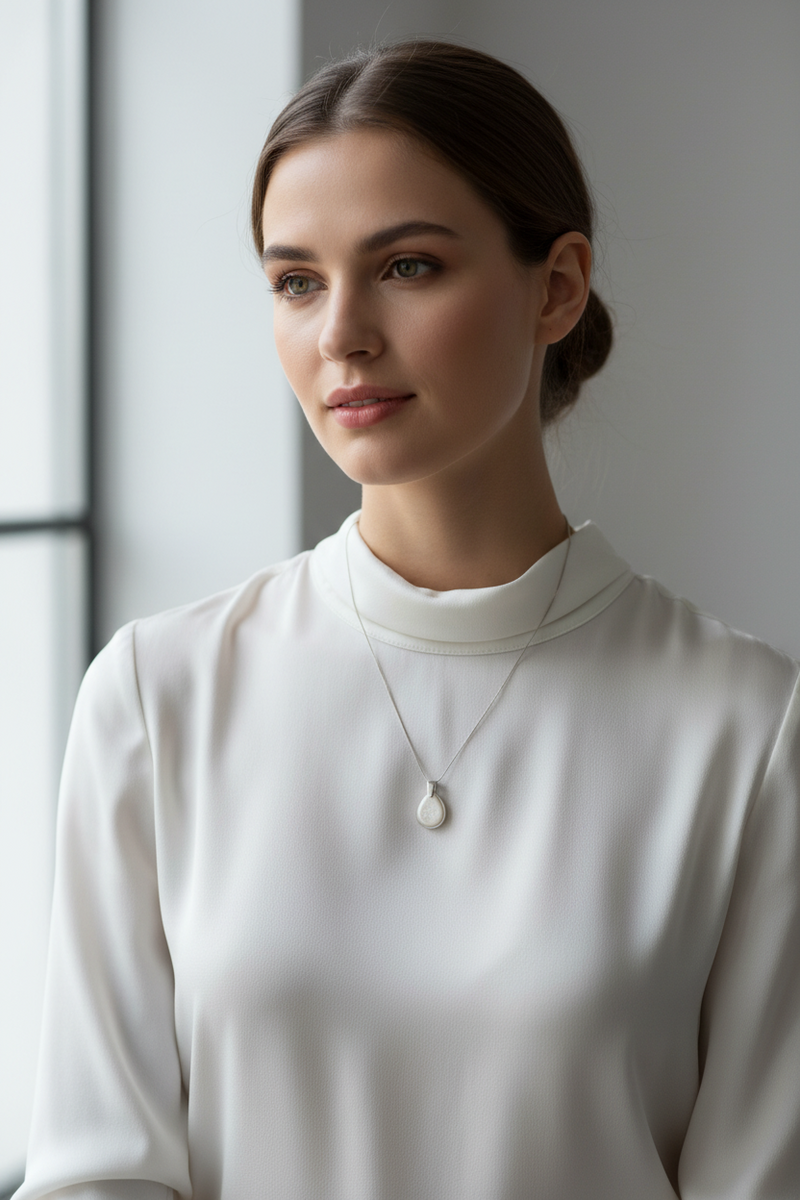 Pendant White Druzy Quartz with a Sterling Silver Bail