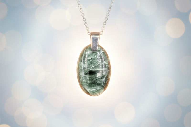 Pendant Seraphinite with a Sterling Silver Bail