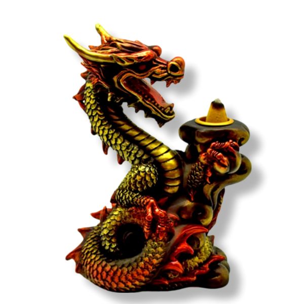 Decorative dragon figurine on a white background