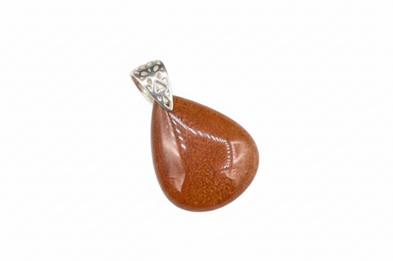 Pendant Red Aventurine with a Sterling Silver Bail