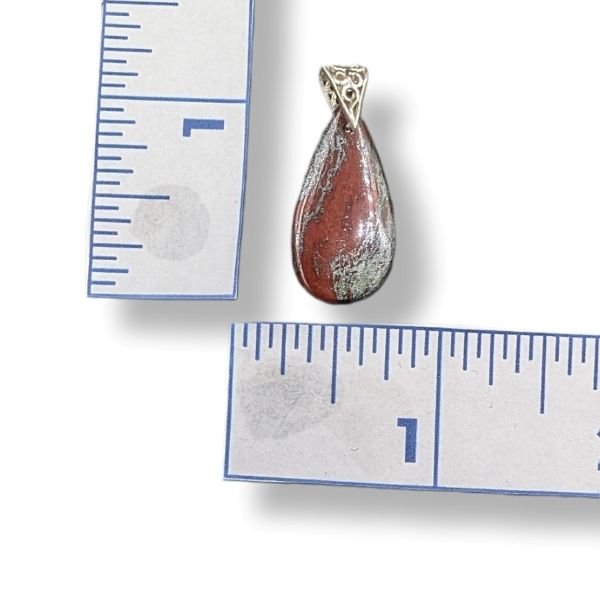 Pendant Hematite And Jasper with a Sterling Silver Bail