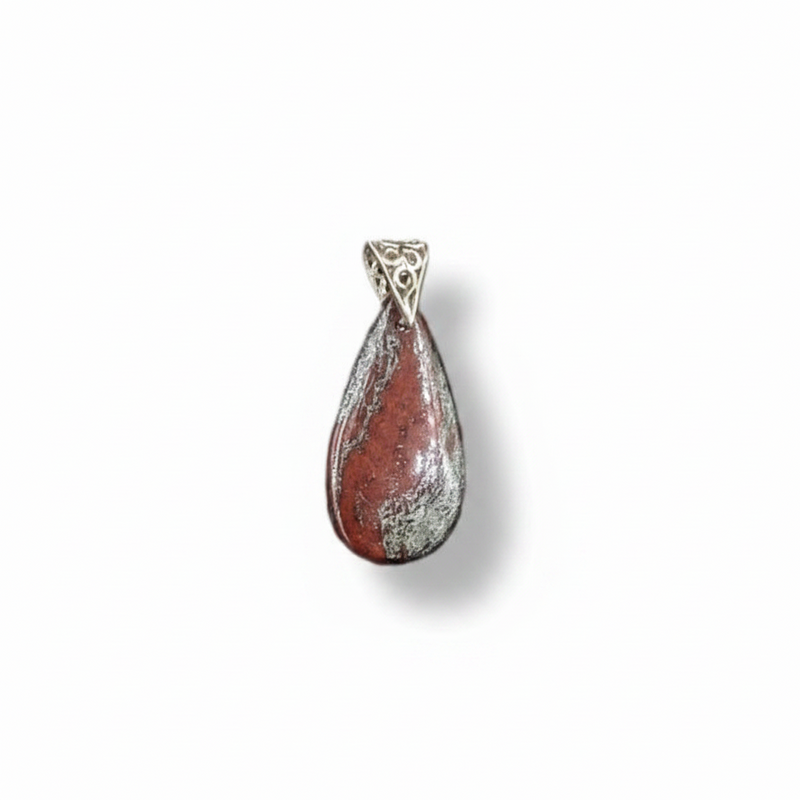 Pendant Hematite And Jasper with a Sterling Silver Bail