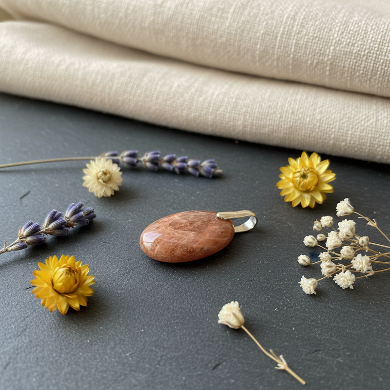 Decorative hair pins with flowers and a stone on a dark surface with fabric in the background
