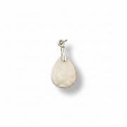 Teardrop-shaped pendant with a silver hook on a white background