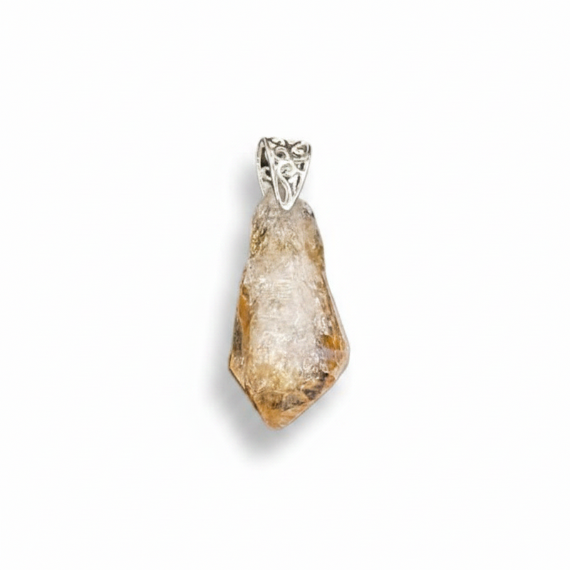 Citrine pendant on a white background
