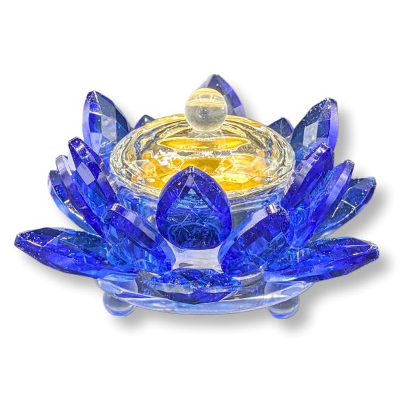 Tealight Holder Lotus Dark Blue