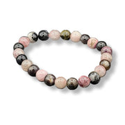 Multicolored beaded bracelet on a white background