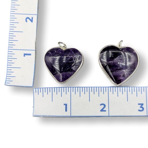 Pendant Amethyst Heart Sterling Silver Wrapped