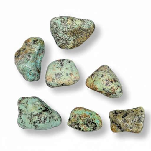 Turquoise stones on a white background