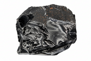Black Obsidian Raw against rulers for size