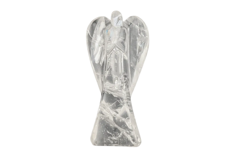 Quartz Cystal angel 50mm with a ruler to show size