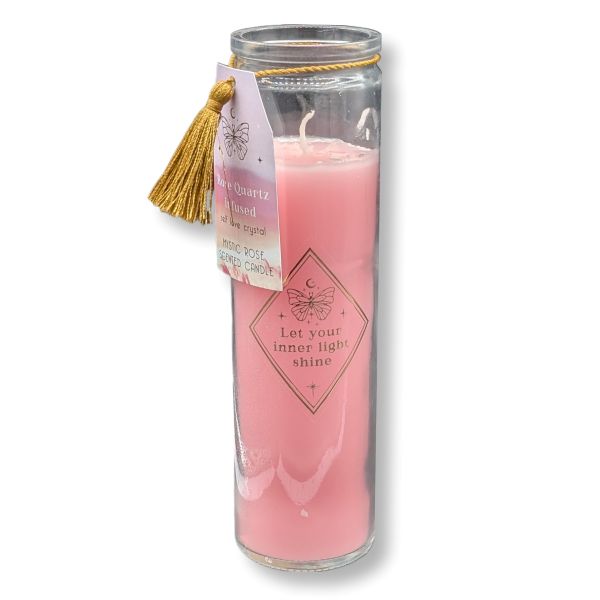 7 Day Crystal Candle Rose and Rose Quartz