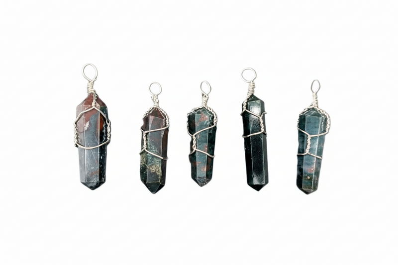 Pendant Bloodstone Wire Wrapped Point