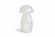 A small mushroom-shaped decorative object made of selenite, shown on a clean white background.