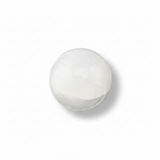 A selenite sphere shown from a top-down perspective on a clean white background with a soft drop shadow.