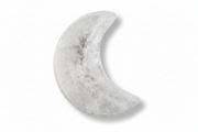 A crescent moon-shaped selenite moon bowl shown on a clean white background with a soft drop shadow.