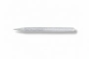 A selenite pencil wand shown horizontally on a plain white background with a soft drop shadow.