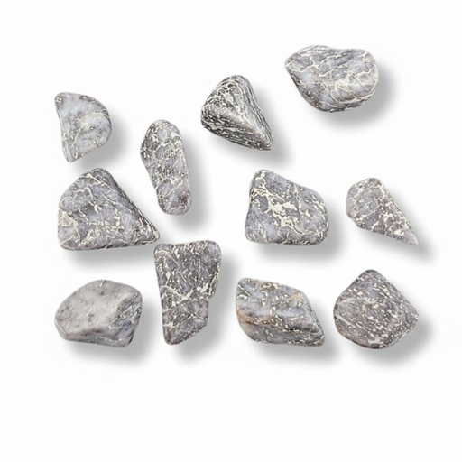 Violet Quartz stones on a white background
