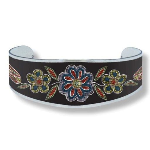 Silver Threads Gallery Collection Bracelet by Métis Artist Deb Malcolm on white background