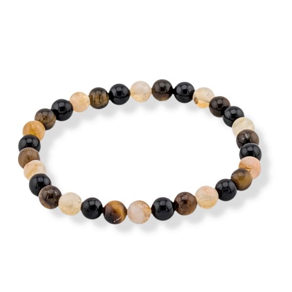 6mm Bracelet Tiger's Eye, Citrine, Black Tourmaline
