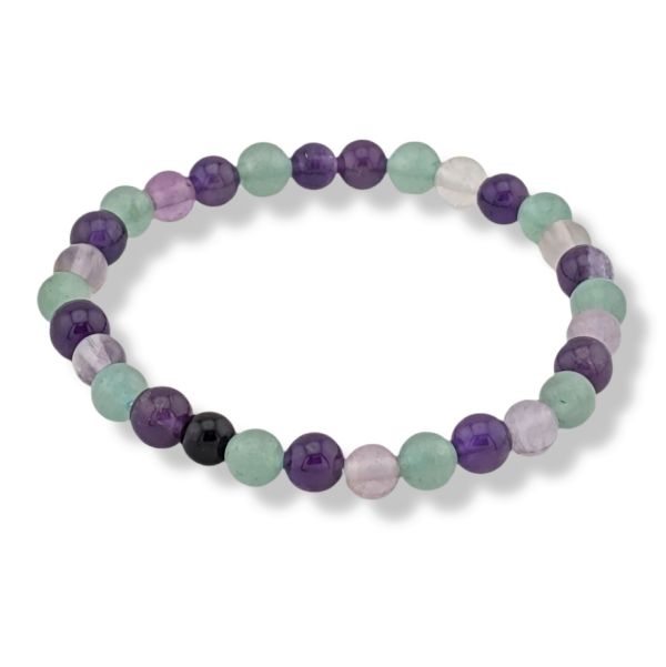 6mm Bracelet Fluorite, Amethyst, Green Aventurine