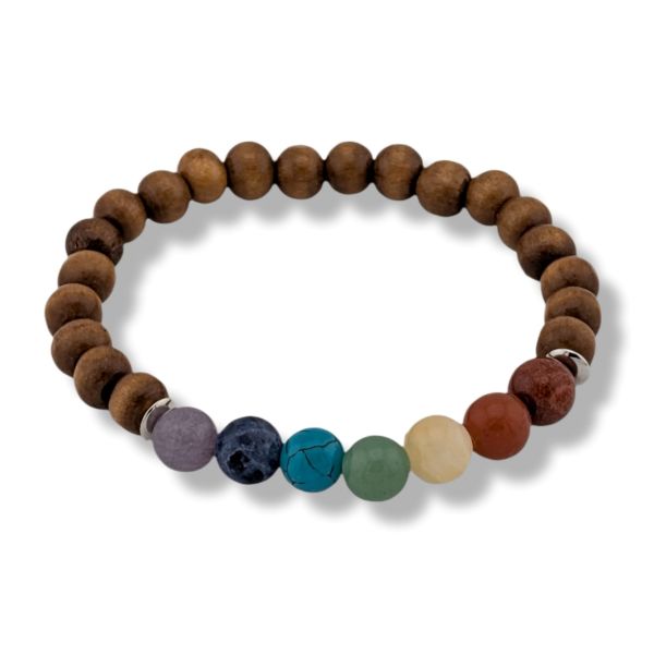 8mm Bracelet Chakra Light Brown Wood