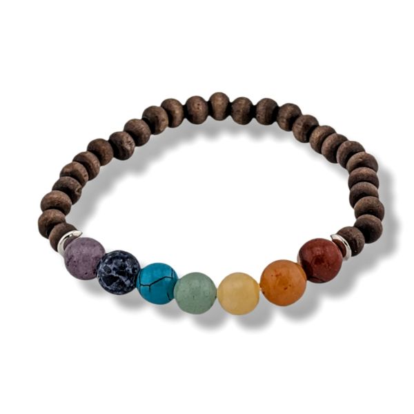 8mm Bracelet Chakra Dark Brown Wood