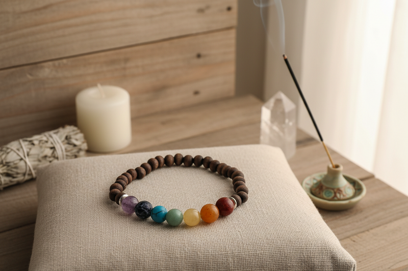 8mm Bracelet Chakra Dark Brown Wood