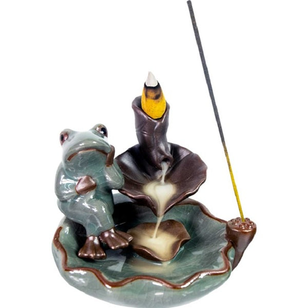 Backflow Incense Burner Sitting on Lotus